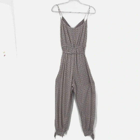 Dress Forum Split Leg Ankle Tie Spaghetti Strap Jumpsuit in Grey - Size Large - Picture 6 of 9